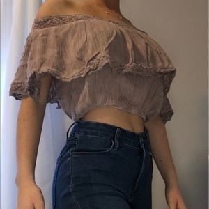 Flowy off-the-shoulder crop top